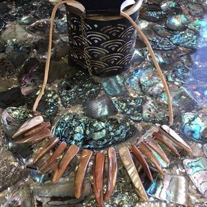 Boho Tribal Necklace Honey Amber Brown Color